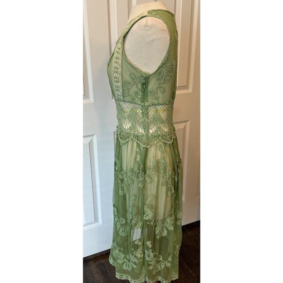 Sundance Dress NO SLIP Green Fairy Boho Coquette Lace Festival See Measurements - Picture 6 of 12